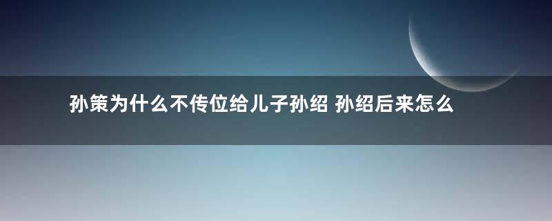 孙策为什么不传位给儿子孙绍 孙绍后来怎么样了